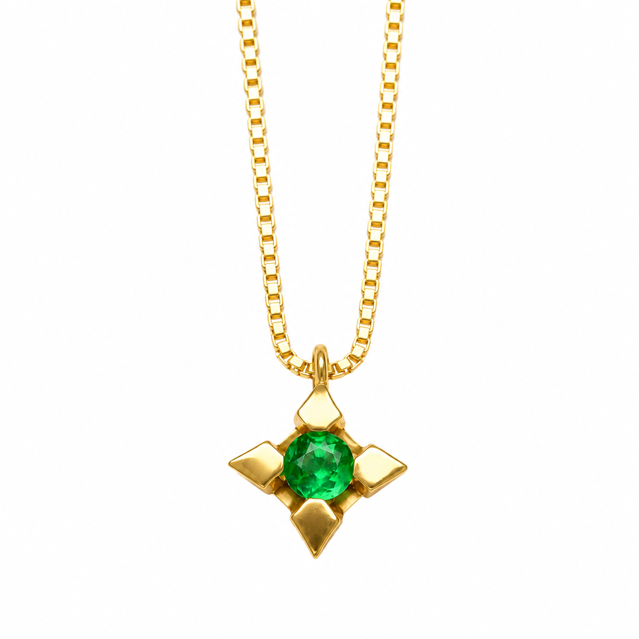 Emerald Flower Pendant Yellow Gold