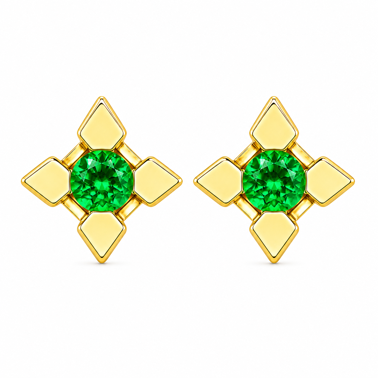 Flower Earrings Yellow Gold