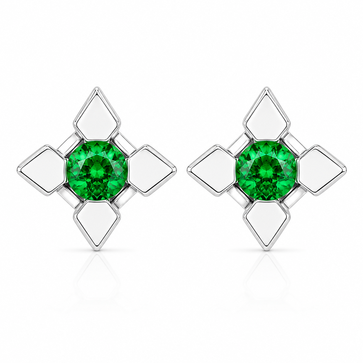 Flower Earrings White Gold