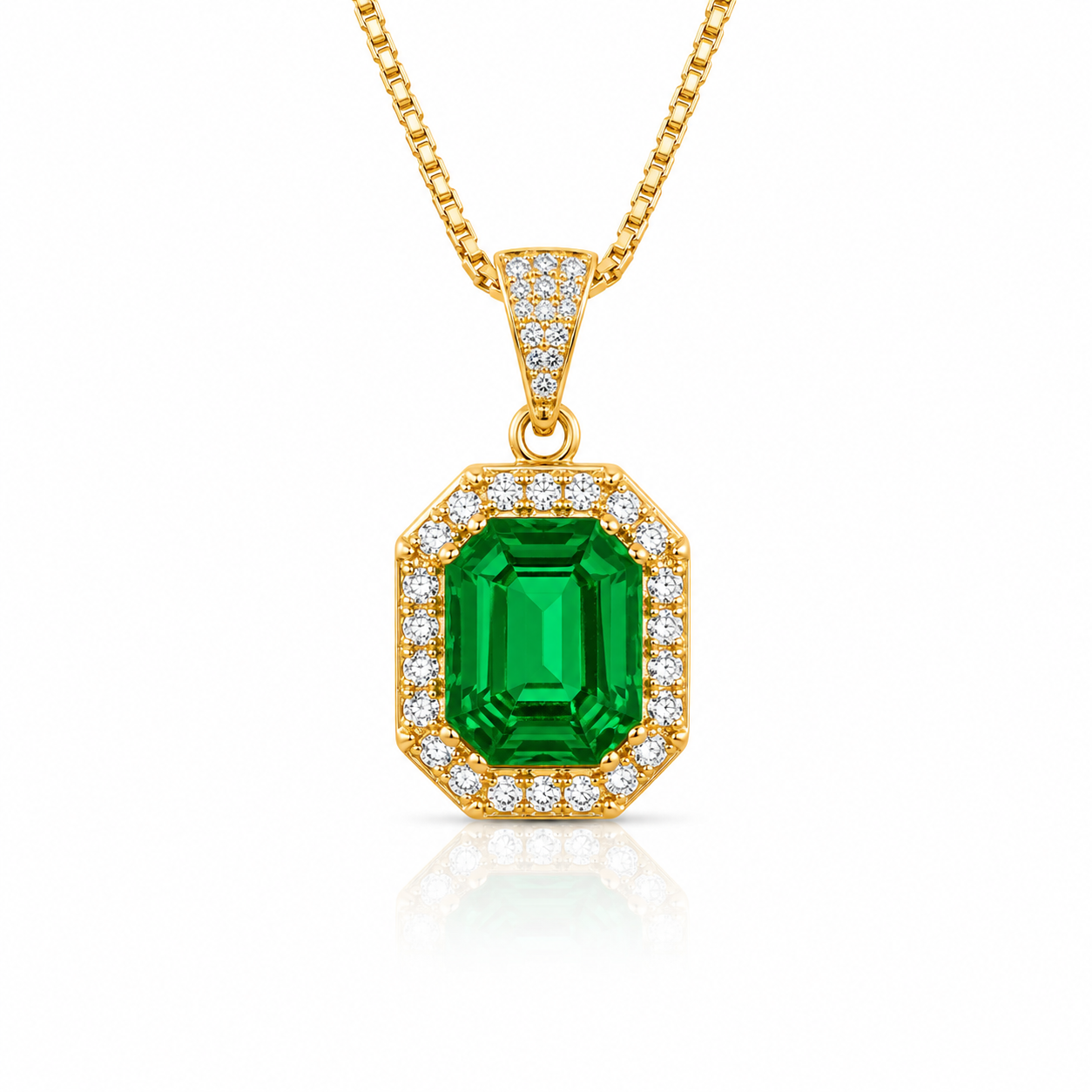 Emerald and Diamond Pendant Yellow Gold