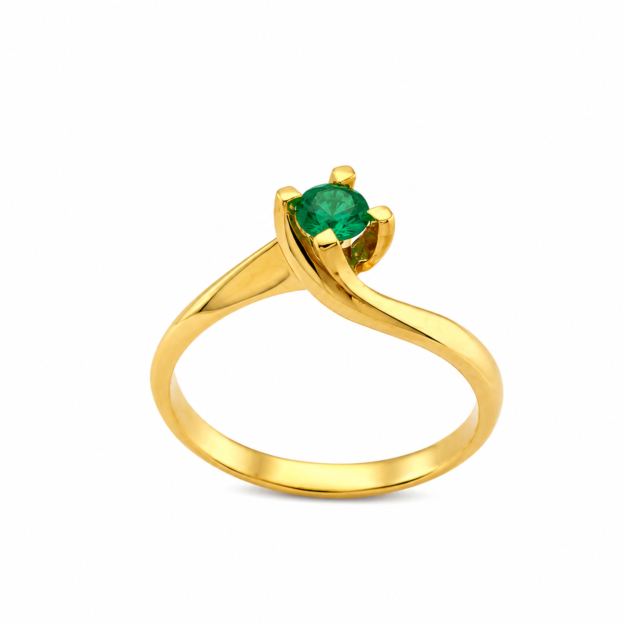 Emerald Solitaire Ring Yellow Gold