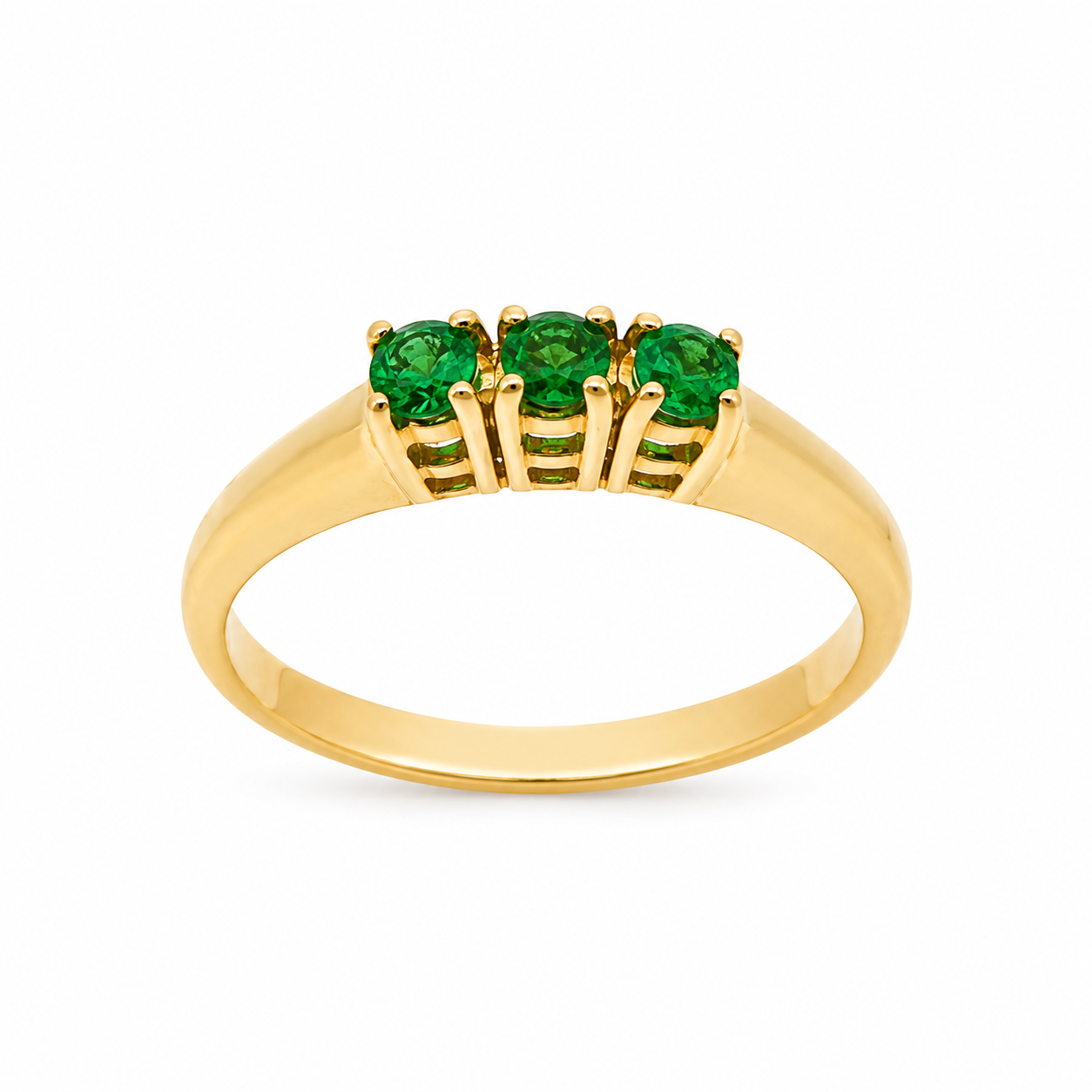 Emerald Trilogy Ring Yellow Gold