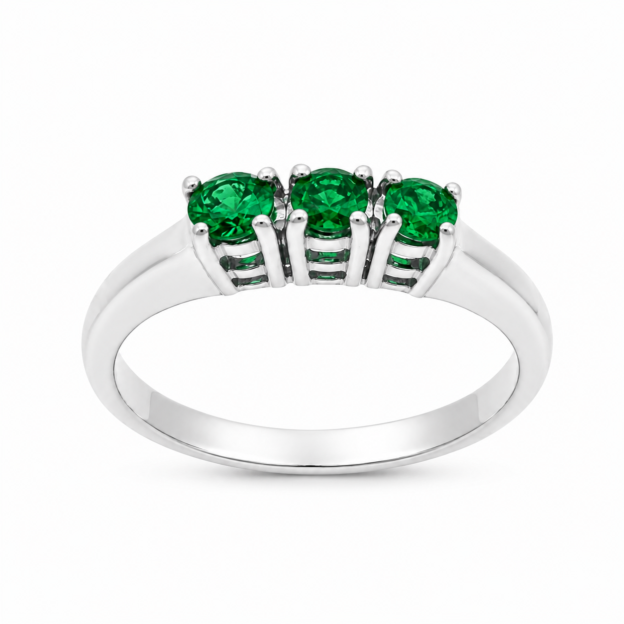 Emerald Trilogy Ring White Gold