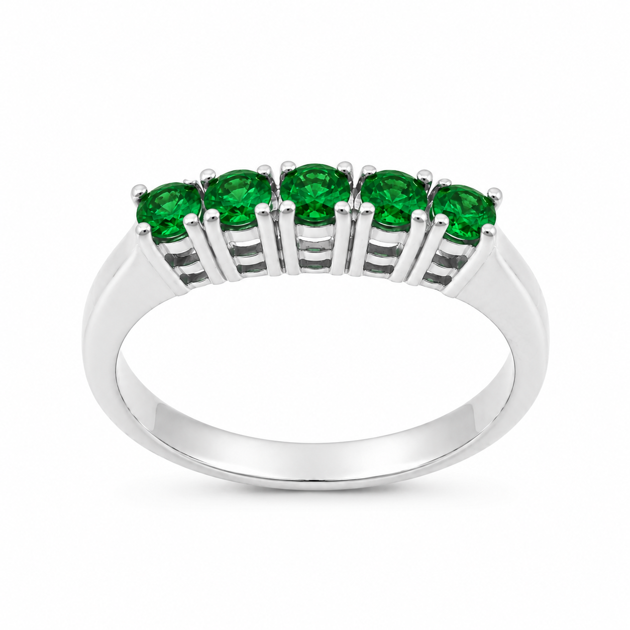 Emerald Band Ring White Gold