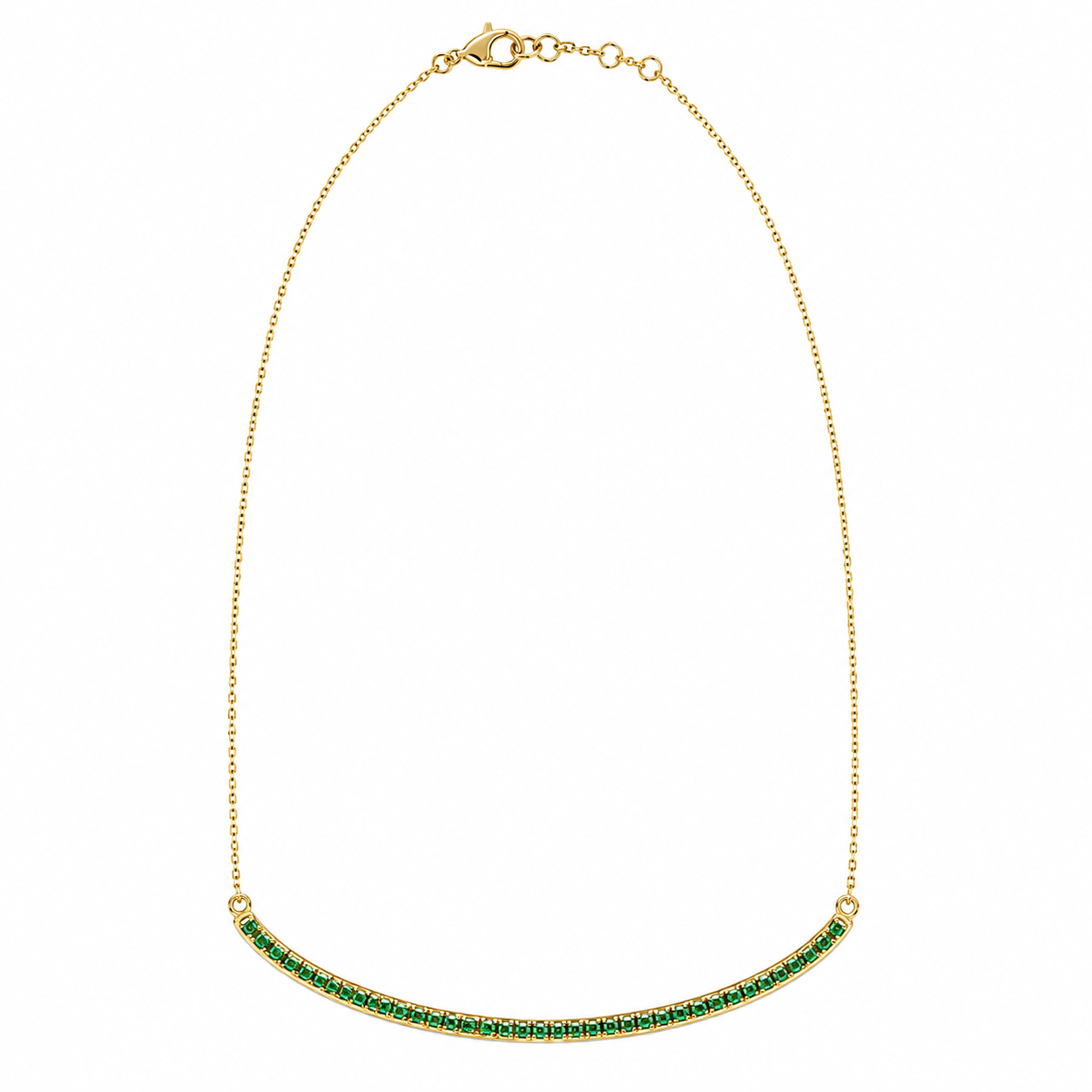 Emerald Half Tennis Necklace Yellow Gold