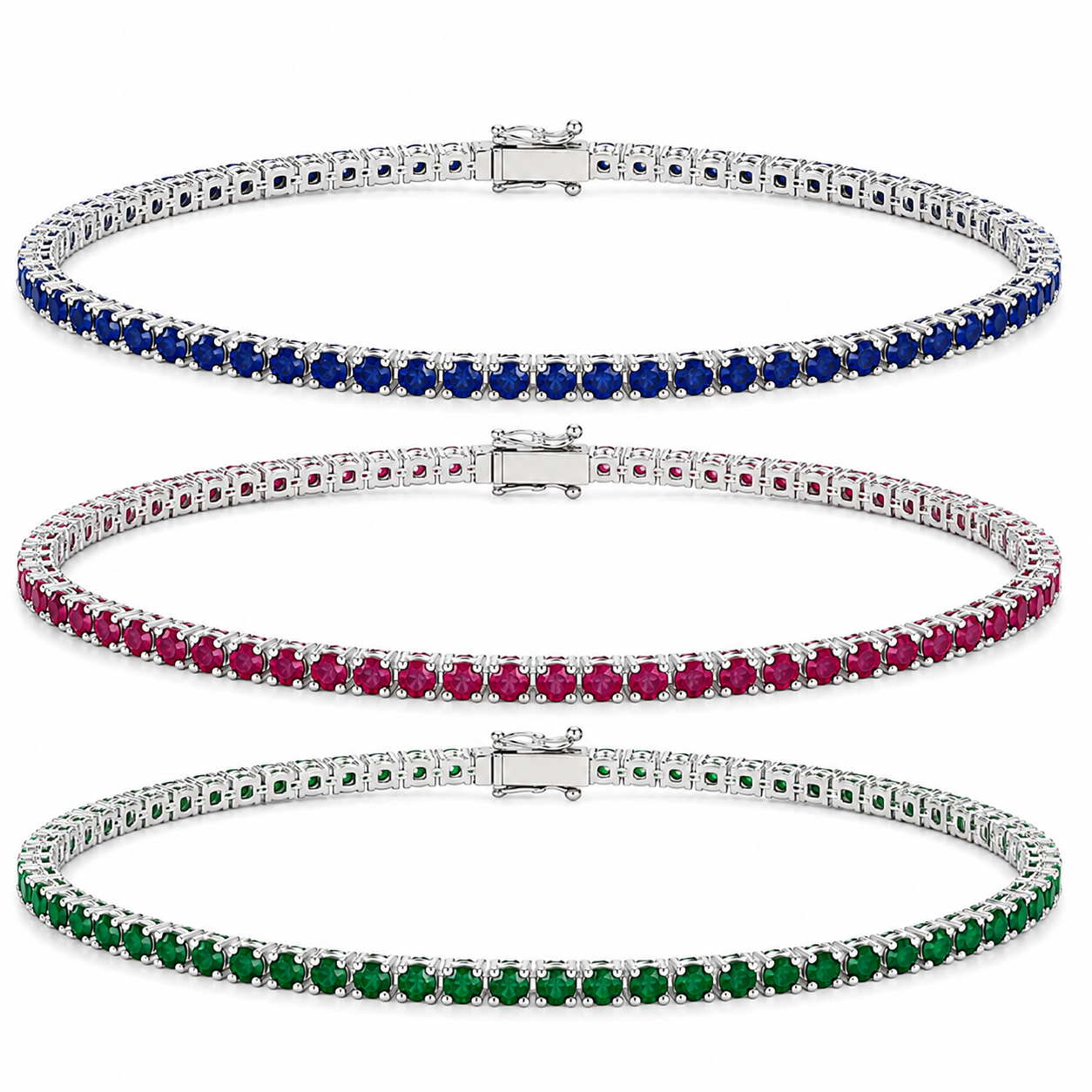 Precious Gemstone Tennis Bracelet White Gold