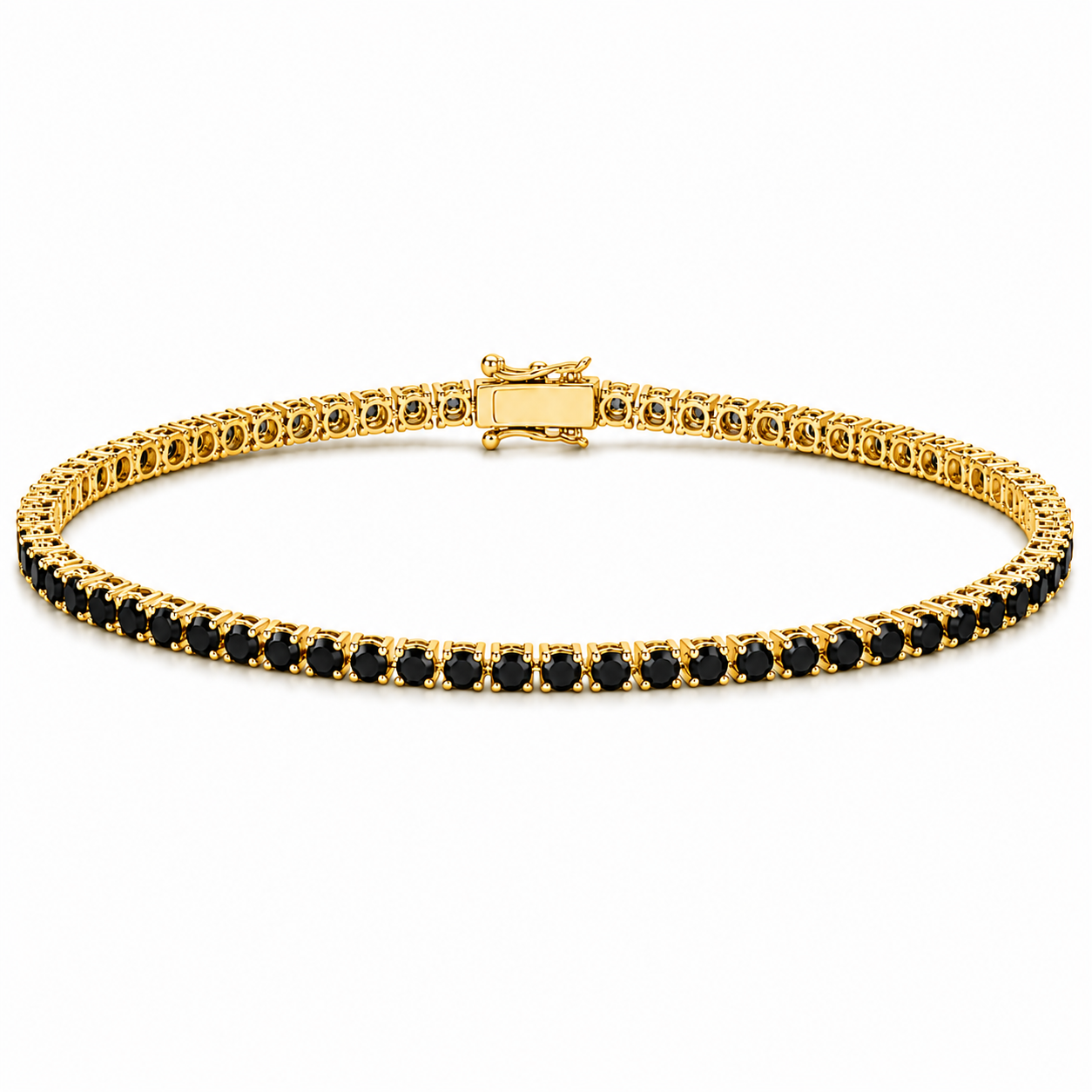 Black Diamond Tennis Bracelet Yellow Gold