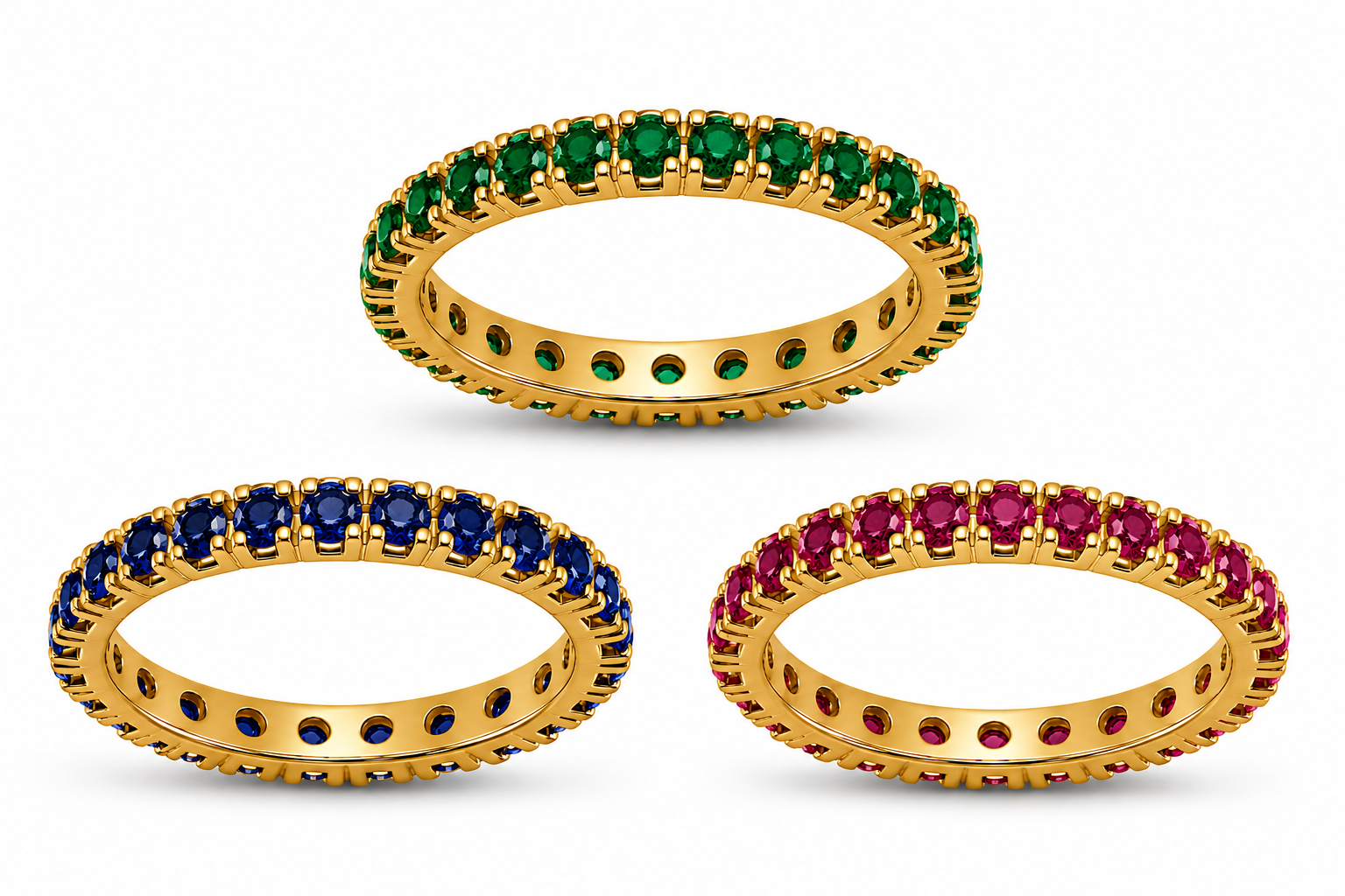Precious Gemstone Band Ring Yellow Gold