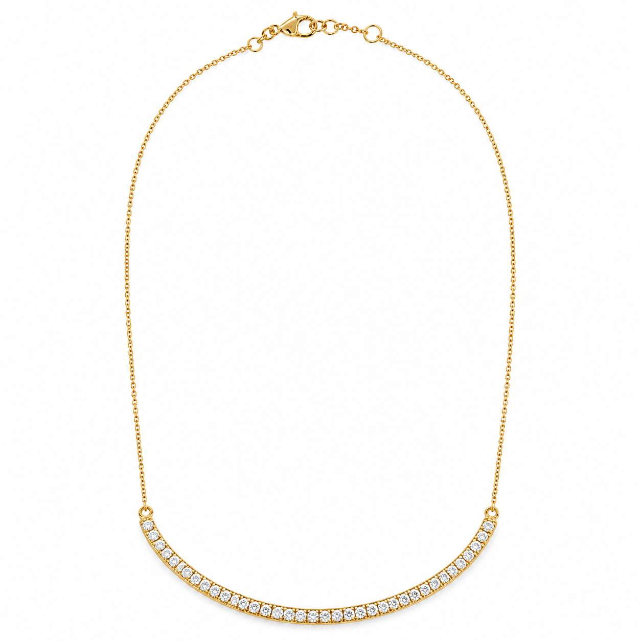 Diamond Half Tennis Necklace Yellow Gold