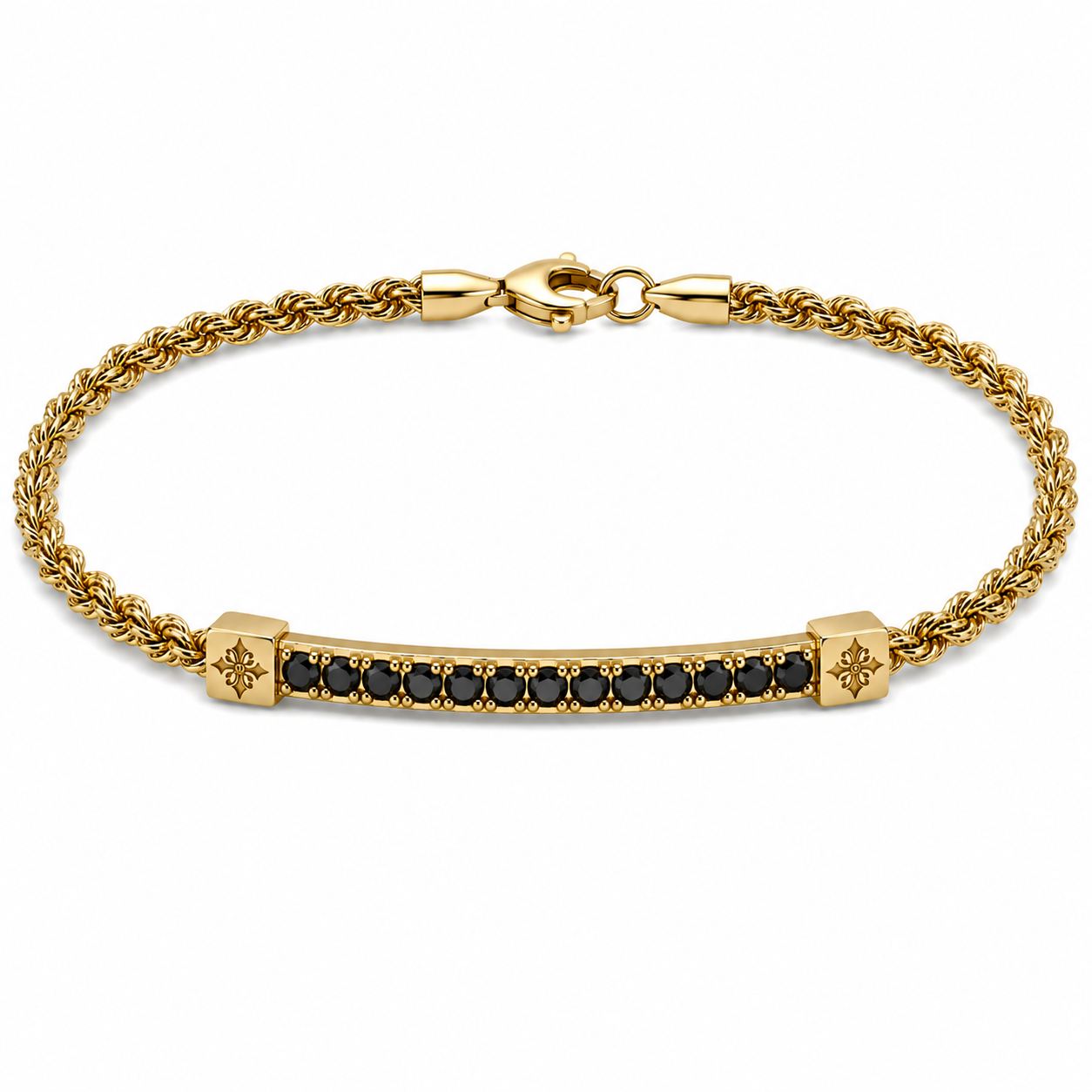Black Diamond Half Tennis Bracelet Yellow Gold