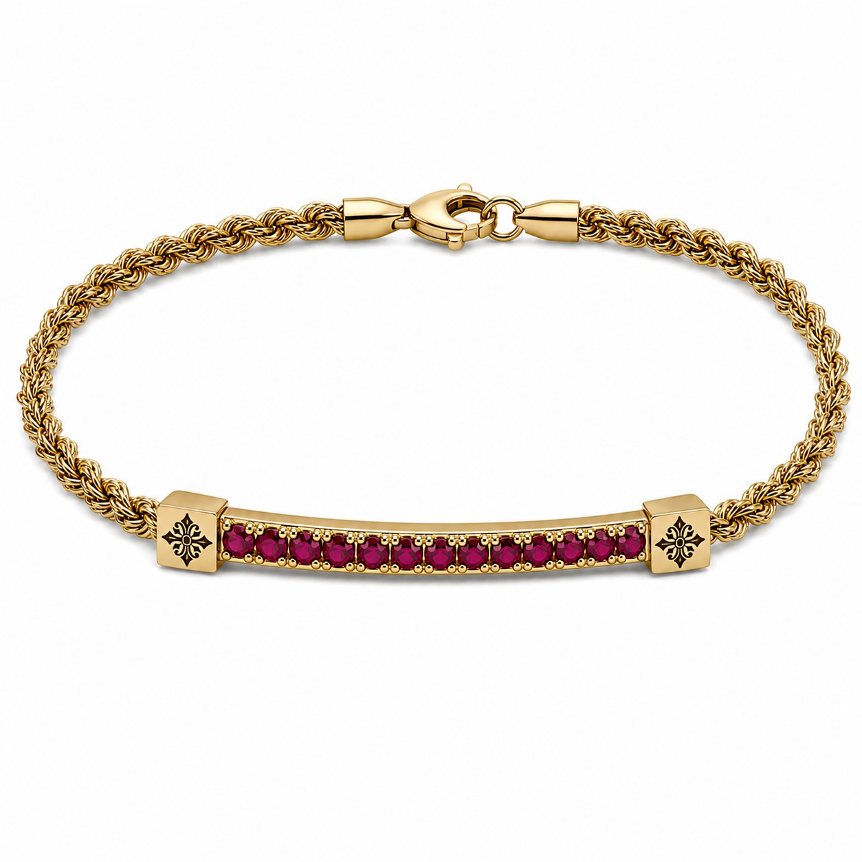 Ruby Half Tennis Bracelet Yellow Gold