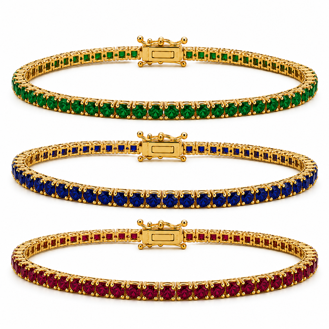 Precious Gemstone Tennis Bracelet Yellow Gold
