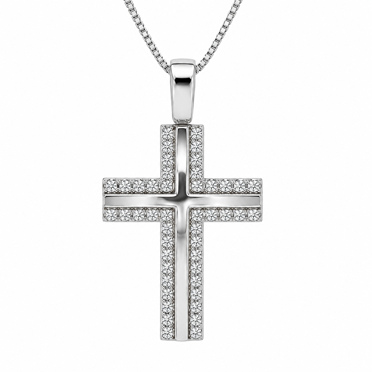 Men''s Diamond Cross White Gold