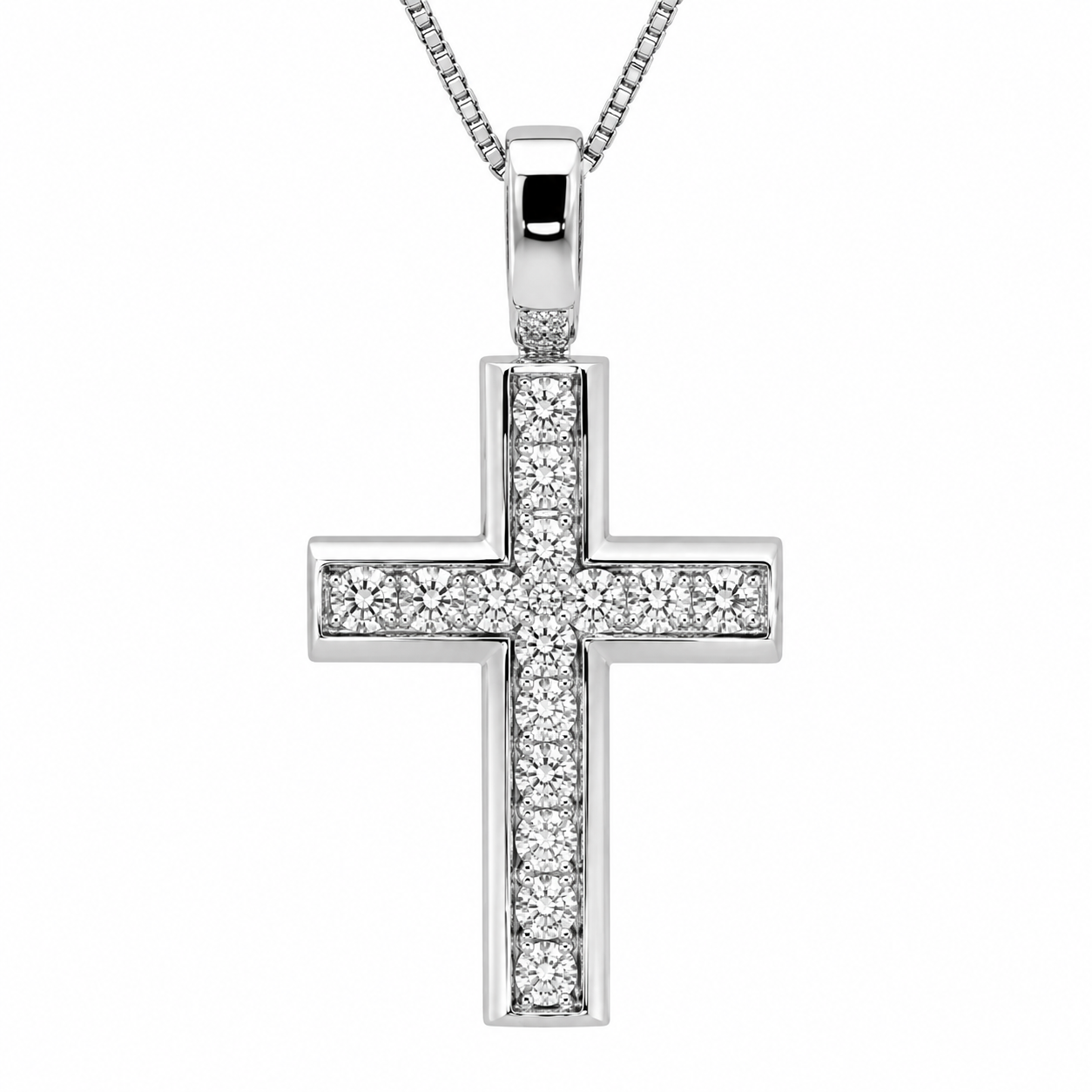 Men''s Diamond Cross White Gold