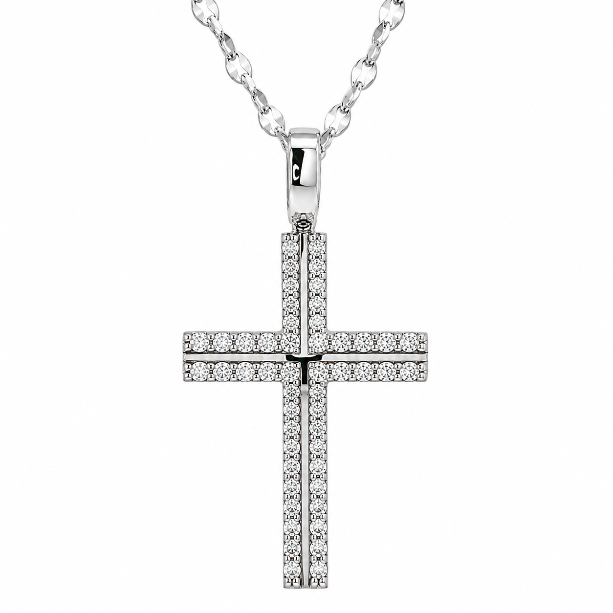 Men''s Diamond Cross White Gold