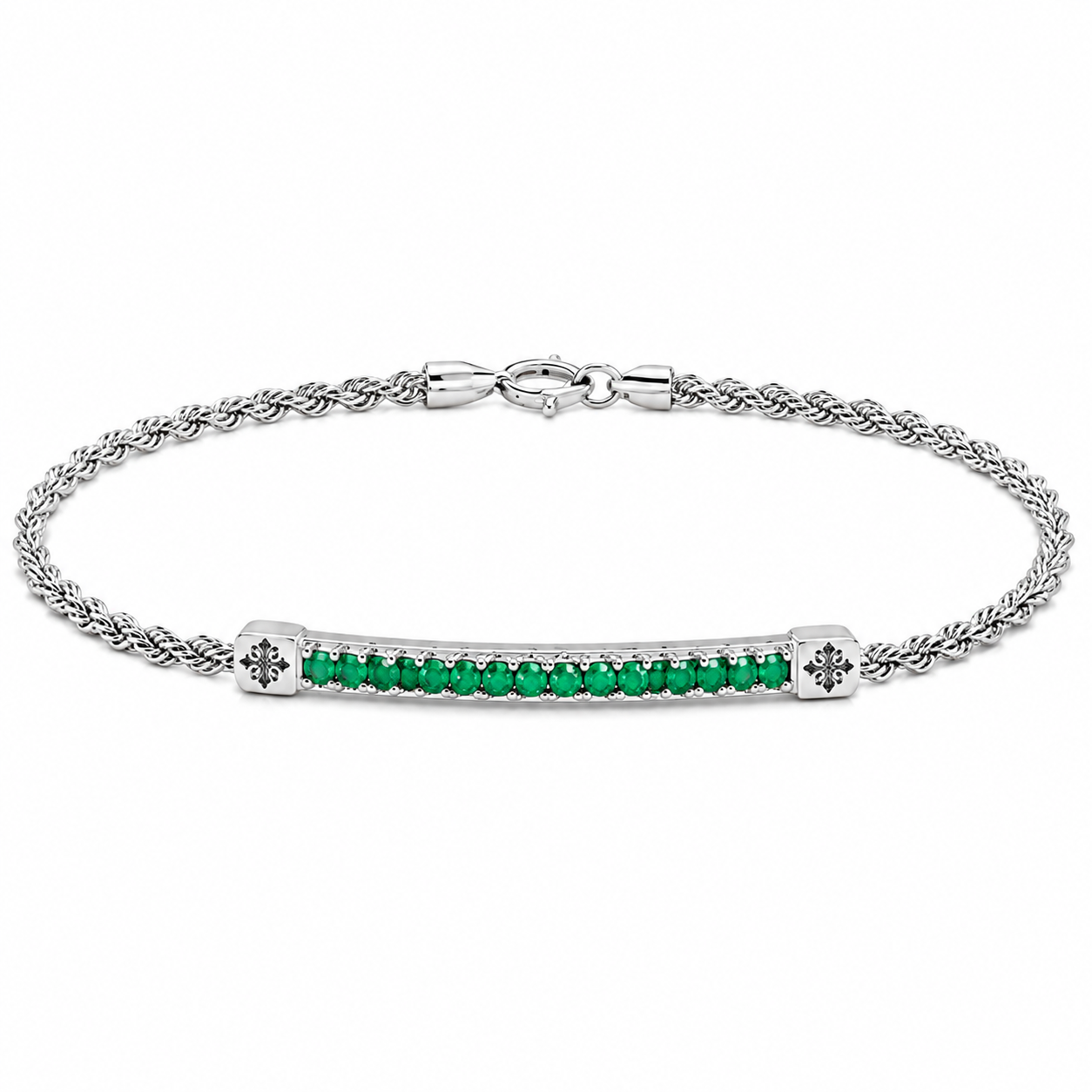 Emerald Half Tennis Bracelet White Gold
