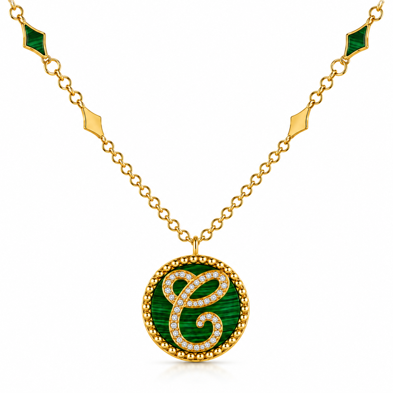 Malachite Initial Necklace