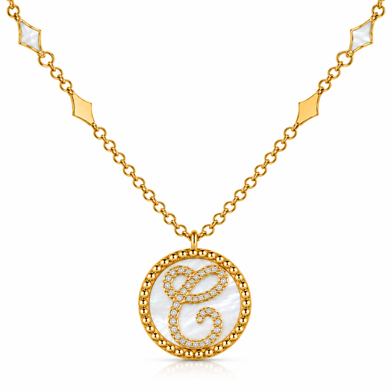 Mother-of-Pearl Initial Necklace